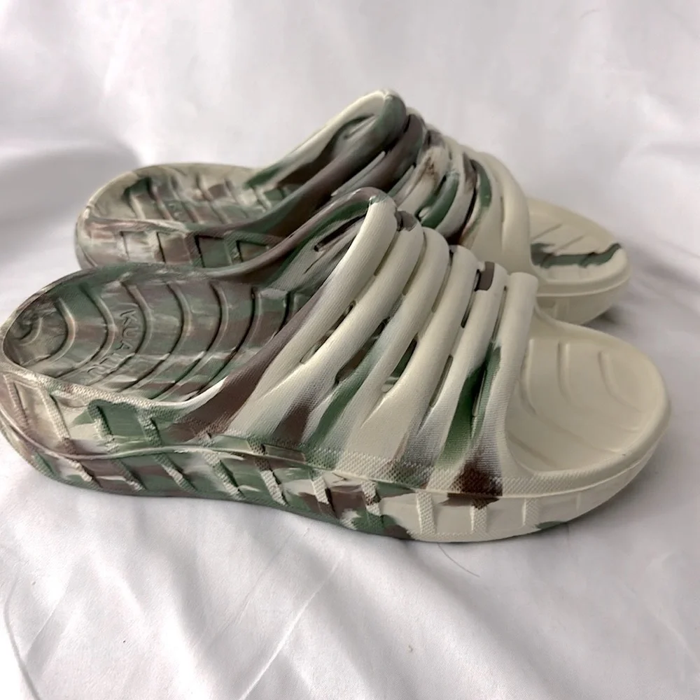 KuaiLu Mens SZ 9 Recovery Sandals Orthotic Thick Cushion Open Toe Sport Slides,
